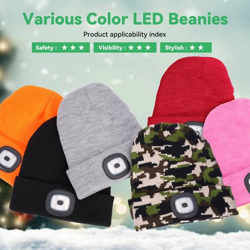 DETDLIB Gifts for Men, USB Rechargeable LED Headlamp Beanie, Valentines Day Gifts for Him, Men, Husband, Dad, Father, Mechanic, Women, Black