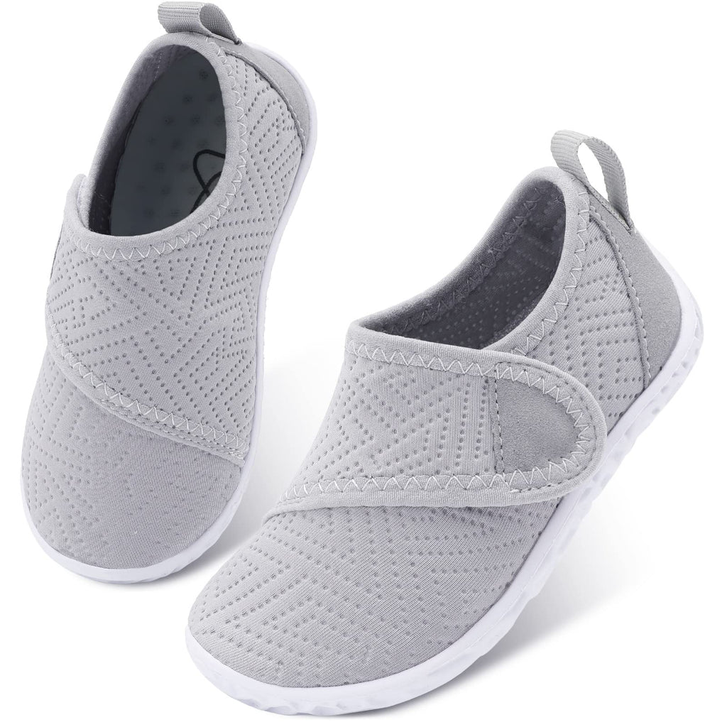 LeIsfIt Toddler Water Shoes Boys Girls Barefoot Aqua Socks Kids Breathable Quick-Dry Swim Shoes for Beach Pool Surf, Grey, 5 Toddler