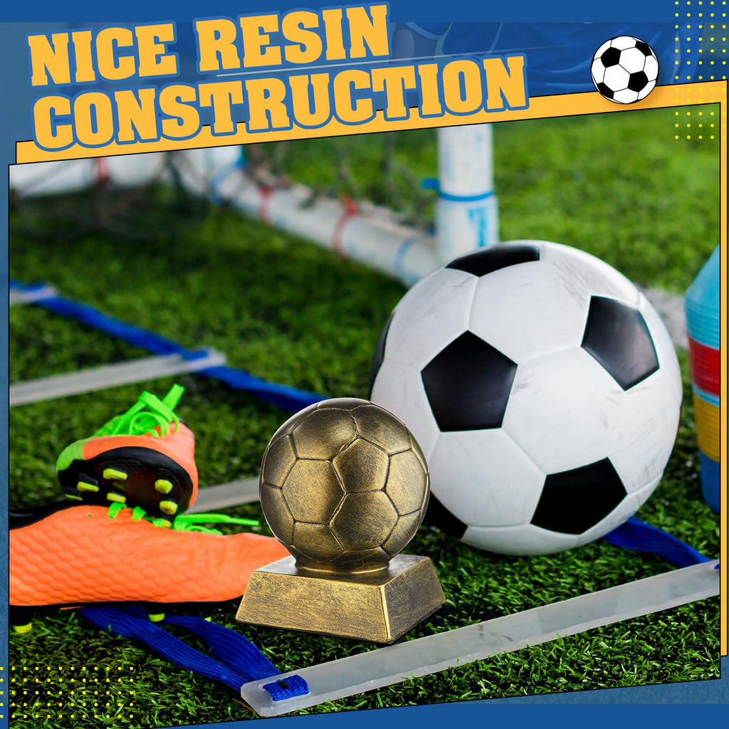 Liliaafar 1 Pcs Soccer Trophy Award Resin Soccer Medals Collectible for Sports Achievements, Office Desk Decor, Trophy Case Display (Style1,Bronze Golden)