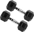 Signature Fitness Hex Dumbbells - Rubber Coated Hand Weights for Home Gym | 5-50 lbs Pairs