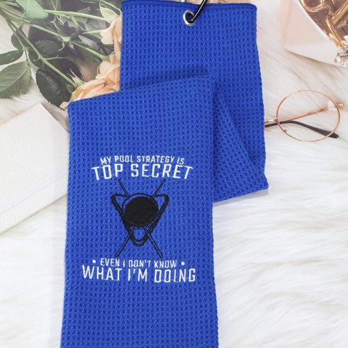 MEIKIUP Billiards Billiard Cue Towel 8-Ball Pool Cue Clean Towel Billiard Pool Player Gift My Pool Strategy is Top Secret (My Pool Strategy)