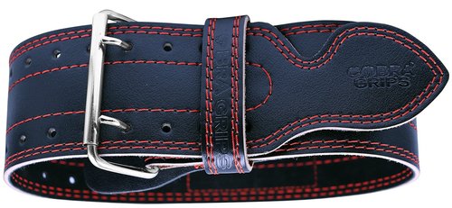 Weight Power Lifting Belt 4” Wide Cobra Grips Premium Genuine Leather Belt for Men & Women Adjustable Weightlifting Back Support (RED, Medium 32"-40")