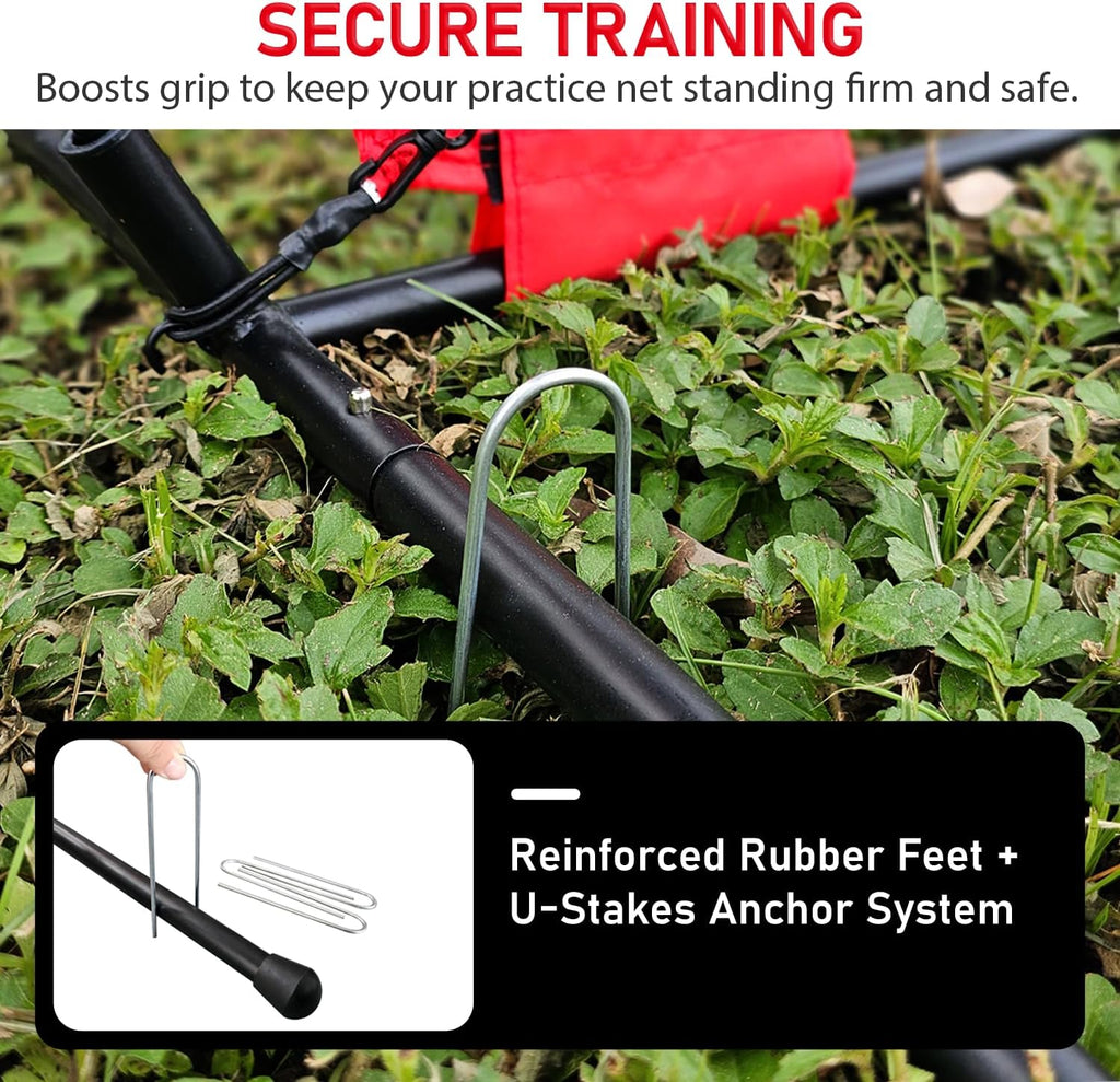 Skiennix 6x6ft Portable Baseball & Softball Net - Sturdy Bow Frame with Batting Tee & Ball Caddy
