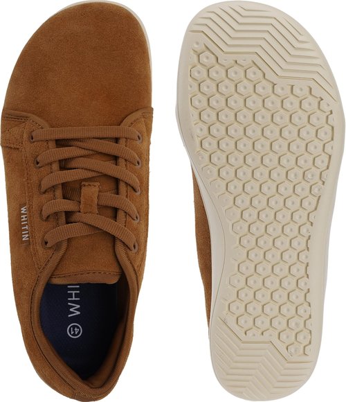 WHITIN Women's Genuine Leather Wide Barefoot Shoes Size 9 Zero Drop Wide Width Minimalist Fashion Sneakers Walking Tennis Sport Footwear Gym Footwear Comfy Flat Brown 40
