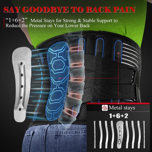QIBODA Plus Size 4XL/5XL Back Brace with Bionic Lumbar Panel, Strong Back Support Belt for Heavy Lifting, Lumbar Support Belt for Men & Women Lower Back Pain Relief, Herniated Disc, Sciatica