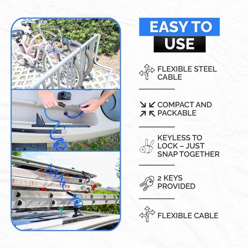 DocksLocks Coiled Security Cable - Weatherproof Anti-Theft Lock for Bikes, Kayaks & More | 5ft, 10ft, 15ft, 20ft, 25ft