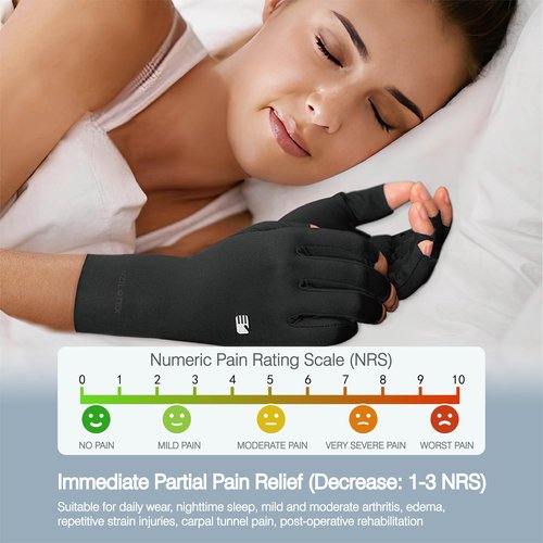 INZILOTEX Arthritis Compression Gloves, Super Soft and Seamless Arthritis Gloves for Carpal Tunnel Pain Relief Gloves for Men & Women (L)