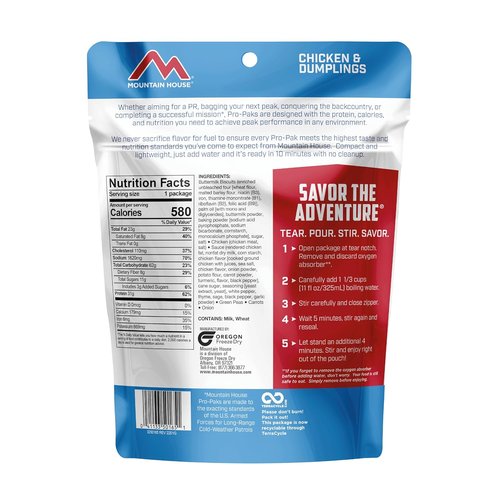 Mountain House Chicken & Dumplings Pro-Pak - Freeze-Dried Backpacking Meal | 1 Serving