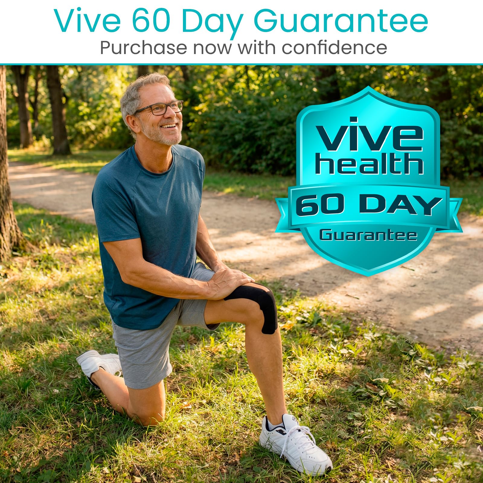 Vive Kinesiology Tape Roll - Tape Precut Strips (2" x 105 Feet/128 Strips) - Kinesio Sports Tape Athletic - Knee, Shoulder, Ankle, Muscle K Tape Adhesive Elastic Wrap - Body Kinetic Tape Waterproof