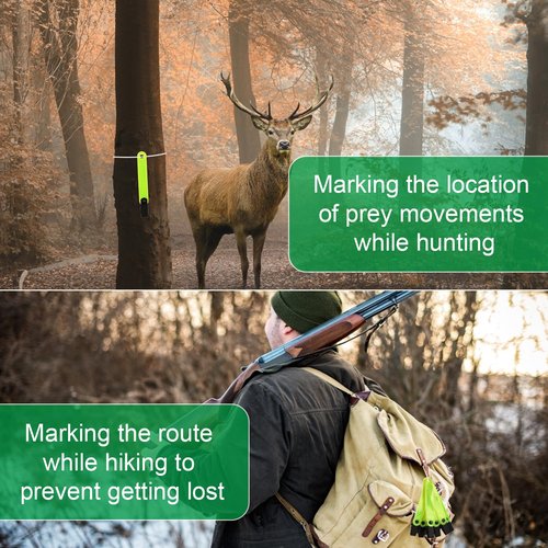 PEUTIER 36pcs Double-Sided Reflective Trail Markers for Trees Trail Marking Ribbon, Marking Tacks with Clips for Hunting Hiking Outdoor Sport Accessories (Fluorescent Yellow)