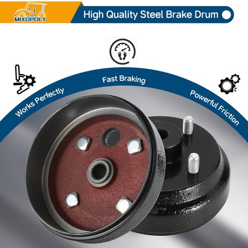 Mixopoly 2 Pack Golf Cart Brake Drum Assembly for EZGO 4 Cycle Gas 1991-up, Replace OEM 21807-G1 21807G2, 1 Inch Large Hole Fine Spline 30 Teeth