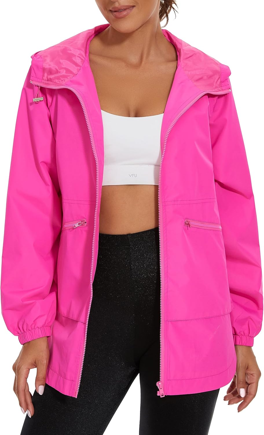 PESION Women's Waterproof Raincoat - Lightweight Hooded Windbreaker with Pockets | Ideal for Outdoor Use