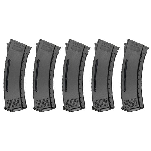 ARCTURUS TACTICAL Variable-Cap Airsoft AKM/AK74/AK12 Series Polymer 30/130 Round Transparent Window High Speed Mid-Cap Airsoft Magazine - 5 Pack
