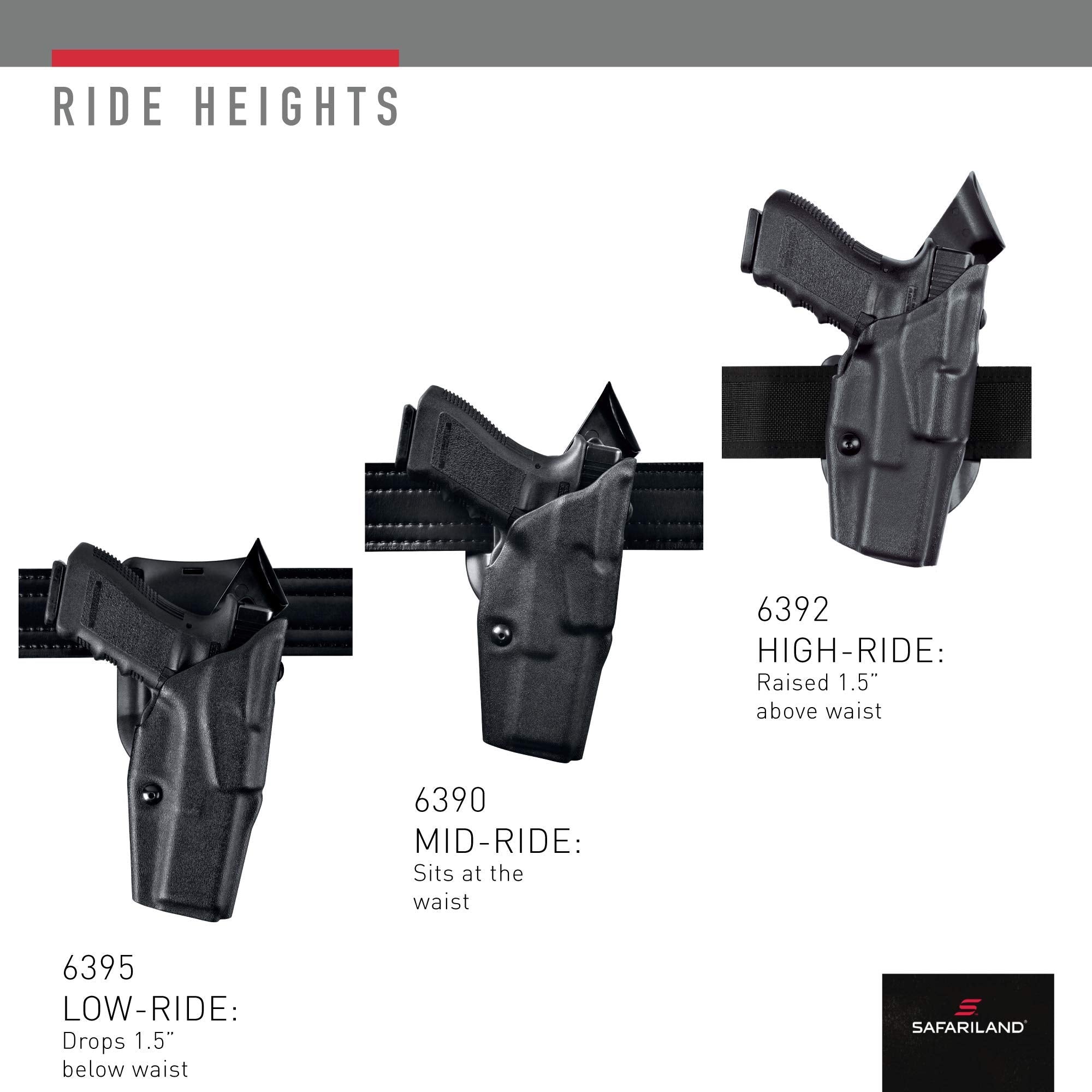 Safariland 6390 ALS Mid-Ride Duty Rated Level I Retention Holster, Fits Glock 19/23, STX Tactical Black, Left Hand