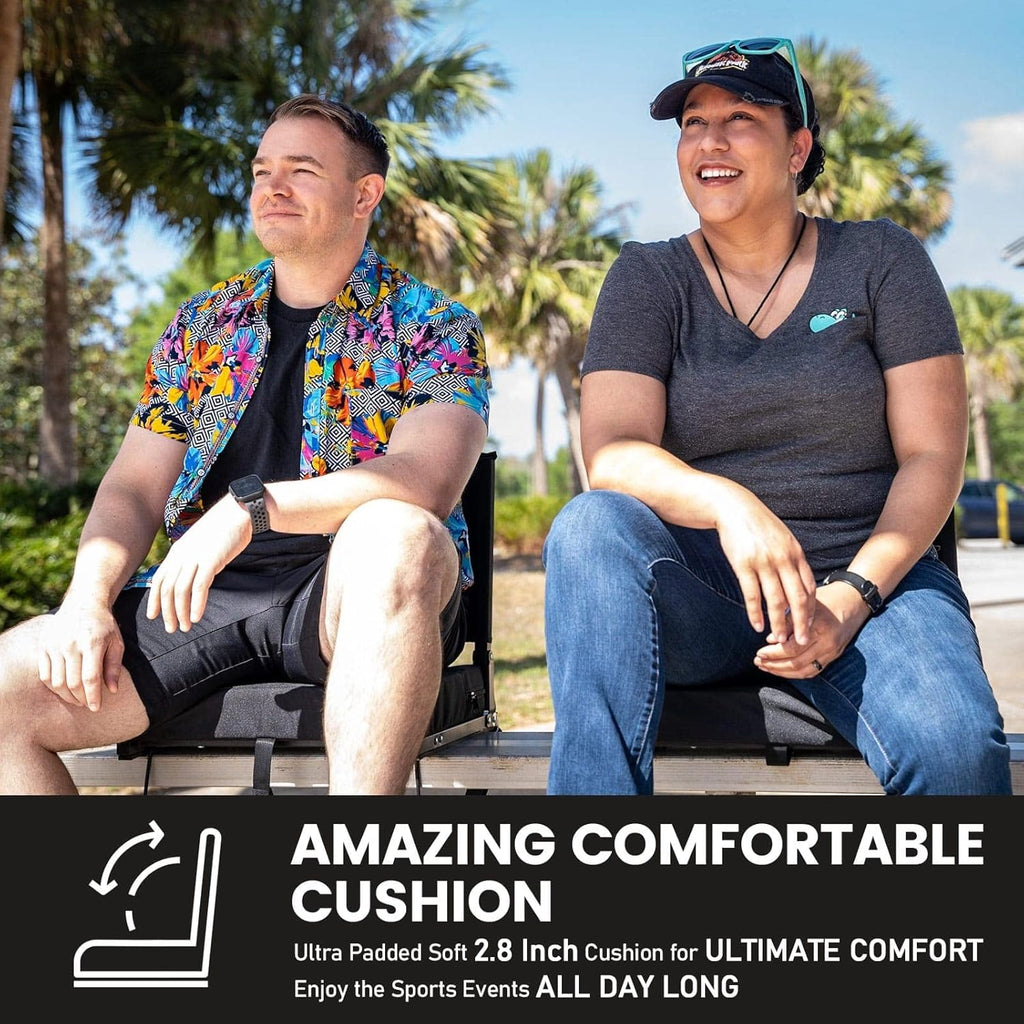 Sheenive Stadium Seats - Padded Bleacher Chairs with Back Support & Shoulder Strap | Portable Comfort