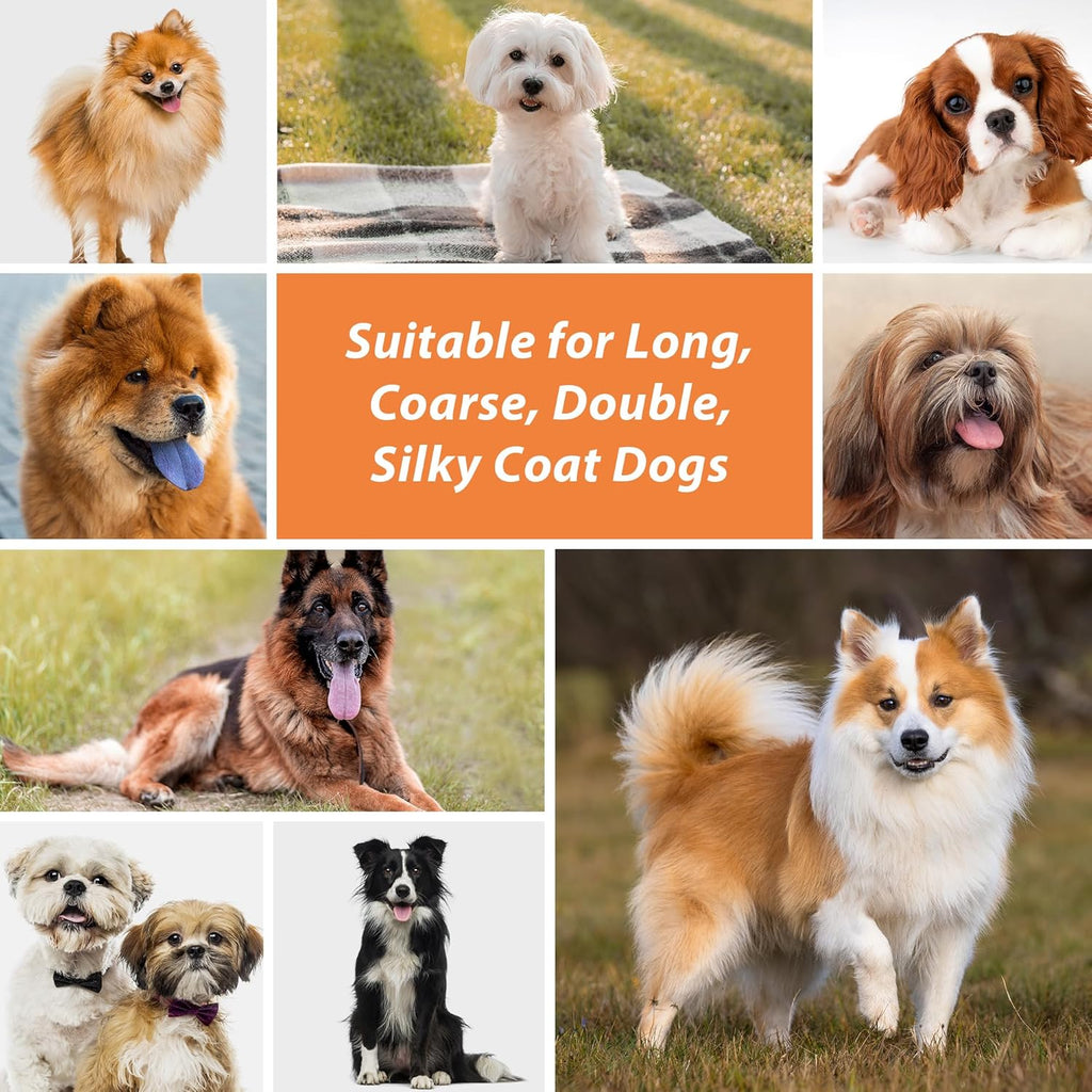 Skiennix Dog Brush - Extra Long Pin Grooming Brush for Long Haired Dogs | Beech Wood, Non-Slip Handle