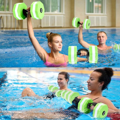 1 Pair EVA Foam Water Dumbbells for Pool Exercise, Water Weights Aquatic Exercise Dumbbells, Aquatic Fitness Weights, Enhance Your Fitness Journey with Water Aerobics Equipment and Pool Weights(Green)