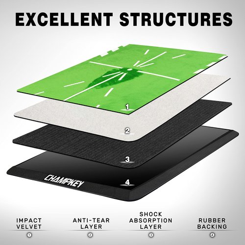 CHAMPKEY Heavy-Duty Golf Hitting Mat - Swing Path Feedback Golf Practice Mat - Ideal for Indoor and Outdoor Training
