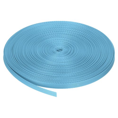 MECCANIXITY Flat Nylon Webbing Strap 3/8 Inch 50 Yards Polypropylene Webbing Lake Blue for Backpack, Luggage-Rack, Outdoor Climbing, DIY Craft