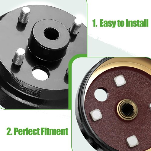 10L0L Golf Cart Brake Hub Drum Kit for EZGO TXT Electric 1997-2008, Includes Brake Drums Brake Shoes Spring Kits, OEM 19186G1 70794G01 70795G01