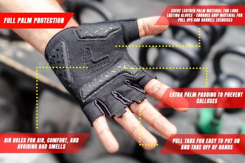 Fit Active Sports Max Grip Weight Lifting Workout Gloves for Gym, Fitness Training, Biking | Lightweight, Breathable, Non-Slip Palm Protection | Men & Women | Small | Pink