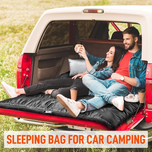 MEREZA Double Sleeping Bag - XL Queen Size for Adults | All-Season Comfort for Camping & Hiking
