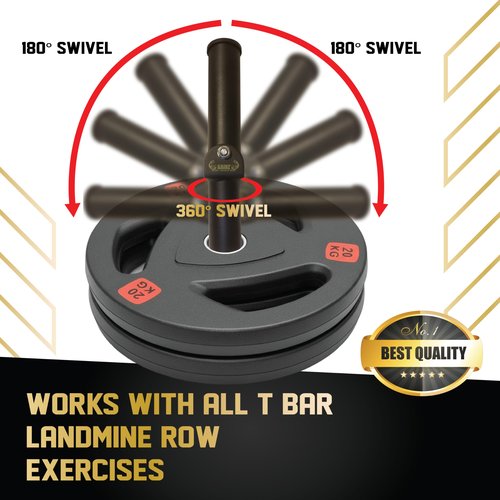 Gainz Barbell Landmine Row Anchor Attachment for Weight Plate - V-Bar/T-Bar, 360° Swivel (for 2" Hole Weight Plates)