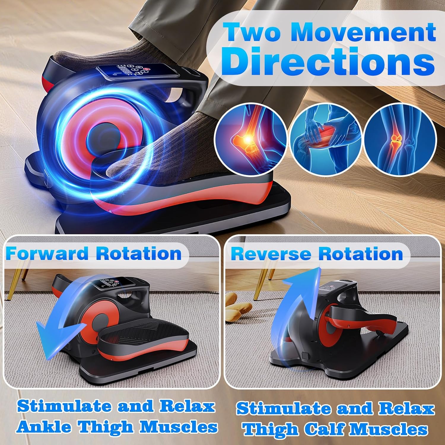 Under Desk Elliptical Machine - Electric Mini Elliptical for Home Exercise | 12-Speed Touch Screen & Remote Control