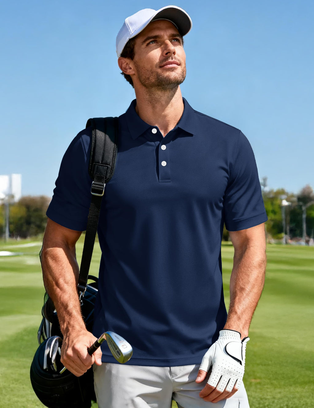MAGCOMSEN Mens Polo Shirts Short Sleeve Athletic Pique Golf Shirt Dry Fit Performance Casual Work Polos for Men