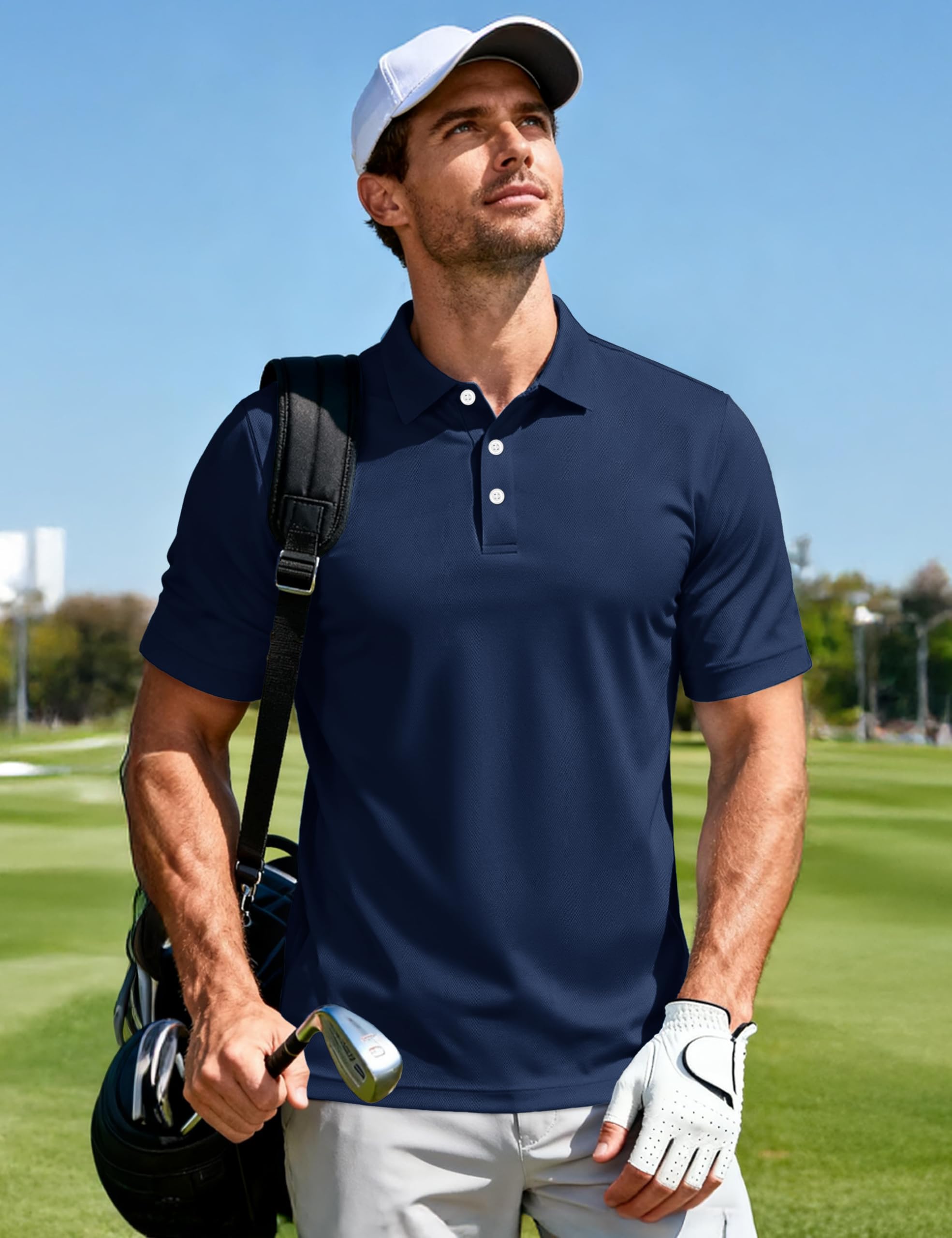 MAGCOMSEN Mens Polo Shirts Short Sleeve Athletic Pique Golf Shirt Dry Fit Performance Casual Work Polos for Men