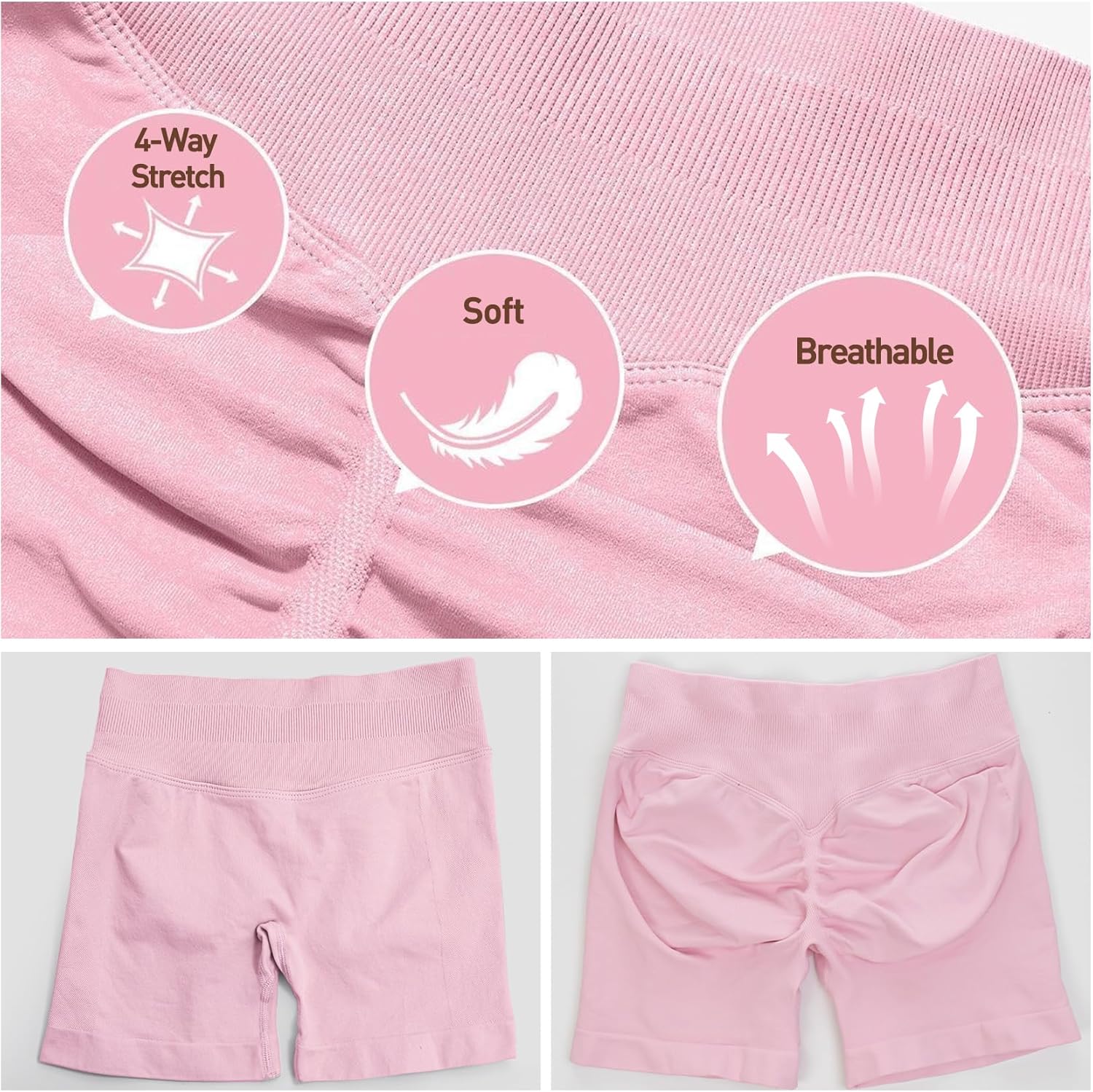 POWERASIA 4.5" Workout Impact Shorts Hidden Scrunch Butt Lifting Gym Booty Biker Shorts for Women Tummy Control