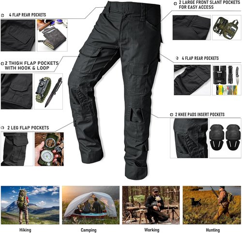 G3 Tactical Pants by [Brand Name] - Waterproof Camo Cargo Pants with Knee Pads for Airsoft & Paintball
