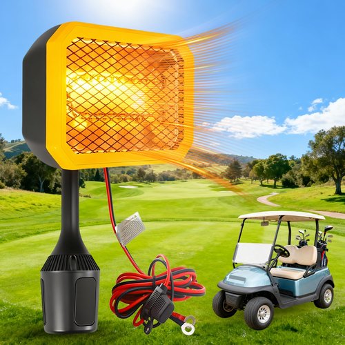 GSQQTE Golf Cart Heater, 36V Battery Operated Heater, 400W Electric Heaters for Golf Cart Accessories, Safe & Quiet Carbon Fiber Heating Golf Cart Warmer, Compatible with Club Car/Yamaha/EZGO