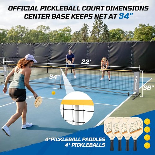 Haokelball Portable Badminton, Volleyball & Pickleball Net Set - 22FT Adjustable Height with Balls & Carry Bag