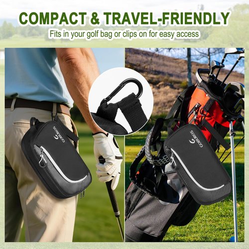 GOBUROS Golf Glove Holder Case with 2 Glove Shaper, Protective Golf Ball Bag Accessory Storage Organizer for Tees Balls Markers, Golf Gifts for Men Women, Black