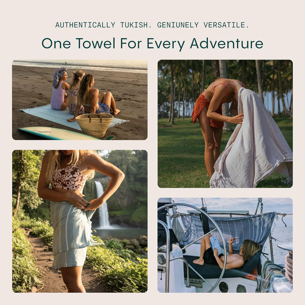 WETCAT Oversized Turkish Beach Towel - 100% Cotton, Sand-Free, Quick-Drying, Aqua (38"x71")