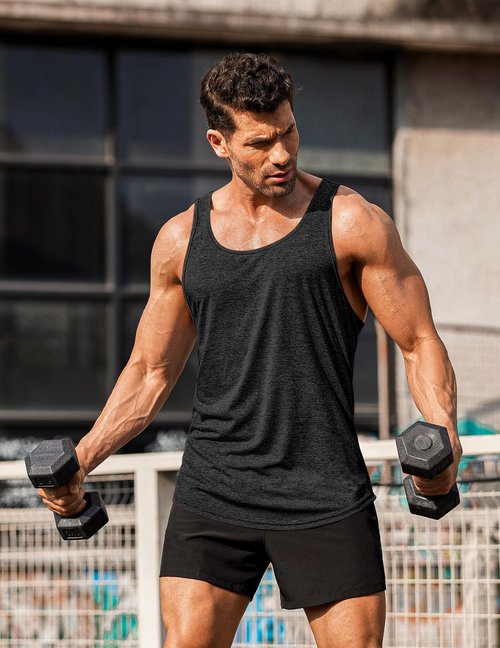 COOFANDY Men's Sleeveless Workout Shirt Dry Fit Muscle Tee Gym Bodybuilding Sleeveless Running Shirt