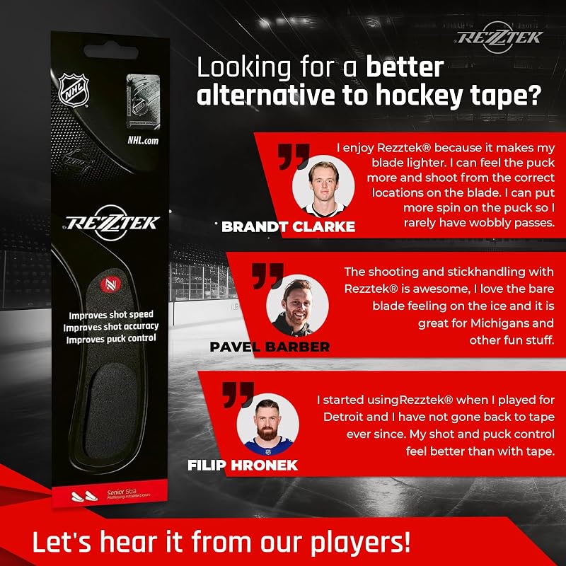 Hockey Blade Grip - Rezztek Tape Alternative, Black + Senior