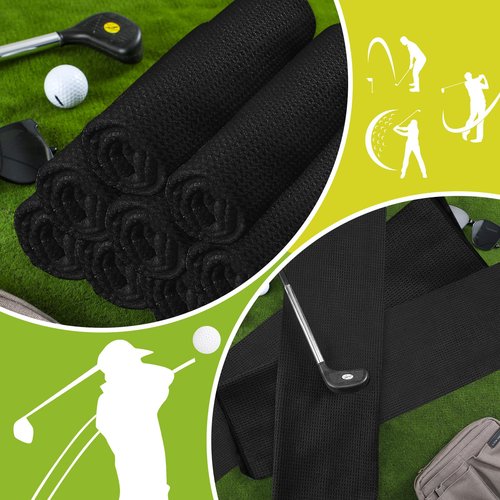 Cindeer 6 Pack Large Golf Towels, 16" x 24" Tri-fold Golf Towels, Microfiber Fabric Waffle Pattern Golfing Towel Portable with Heavy Duty Clip for Golfing Bag Remove Sand Dirt Mud Sweat(Black)