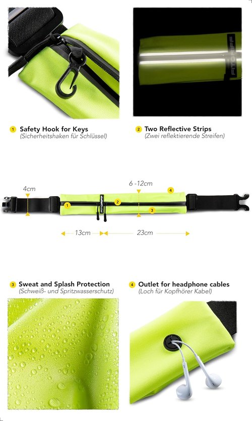 Fitgriff® Running Belt - Secure Jogging Pouch for Phones, Keys & Essentials - Adjustable for All Sizes