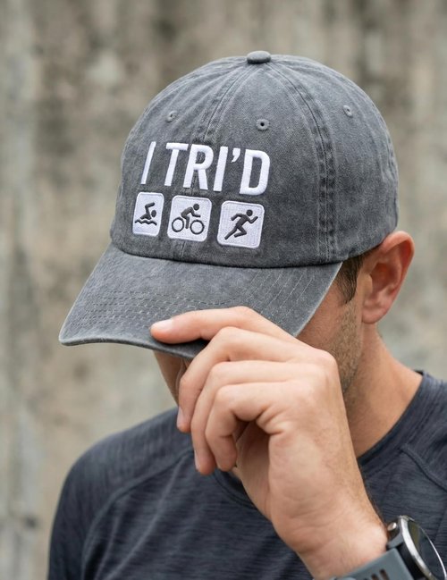 InnoBeta Triathlon Hat - Adjustable Embroidered Baseball Cap for Men & Women | Gray Gift Idea