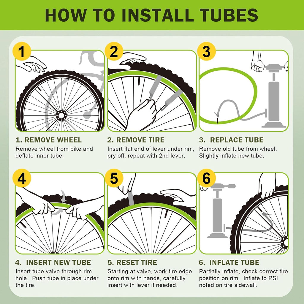 Skiennix Bike Inner Tube - 20/26" Butyl Tube with 35mm AV Schrader Valve & 2 Tire Levers | Versatile Fit for MTB/City Bikes