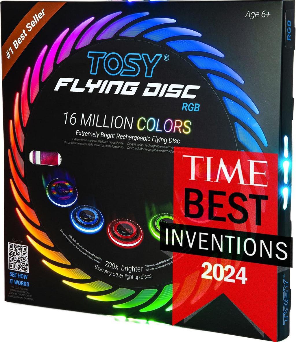 TOSY Flying Disc - RGB Multicolor LED Light-Up Toy | Rechargeable, Waterproof, Perfect for Kids & Adults