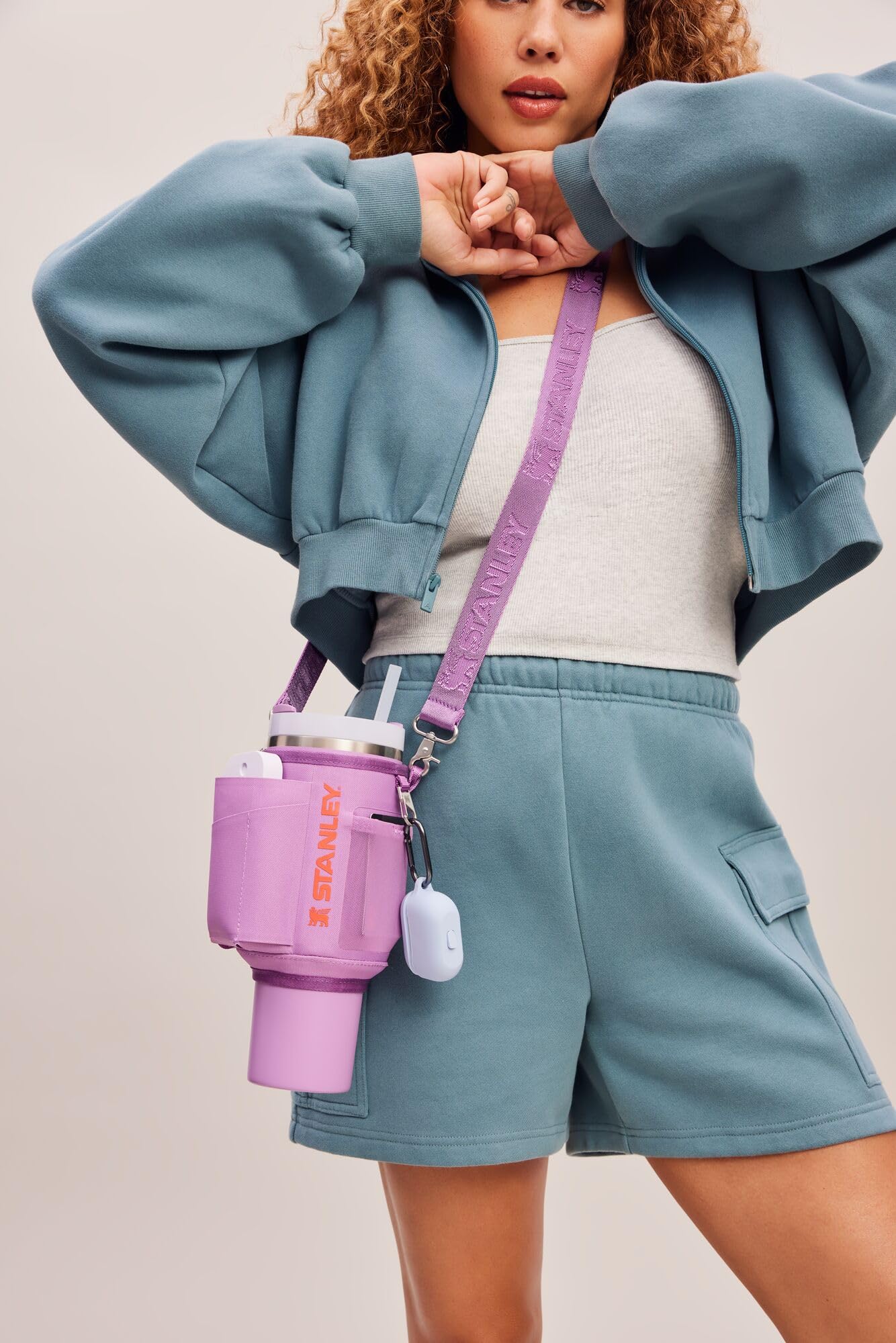 STANLEY All Day Quencher Carry All for 40 oz Tumbler with Handle | Crossbody Bag with Phone Holder Pocket, Card Sleeve & Detachable Strap | Water Bottle Carrier Bag | BPA-Free | Lilac (Pack of 4)