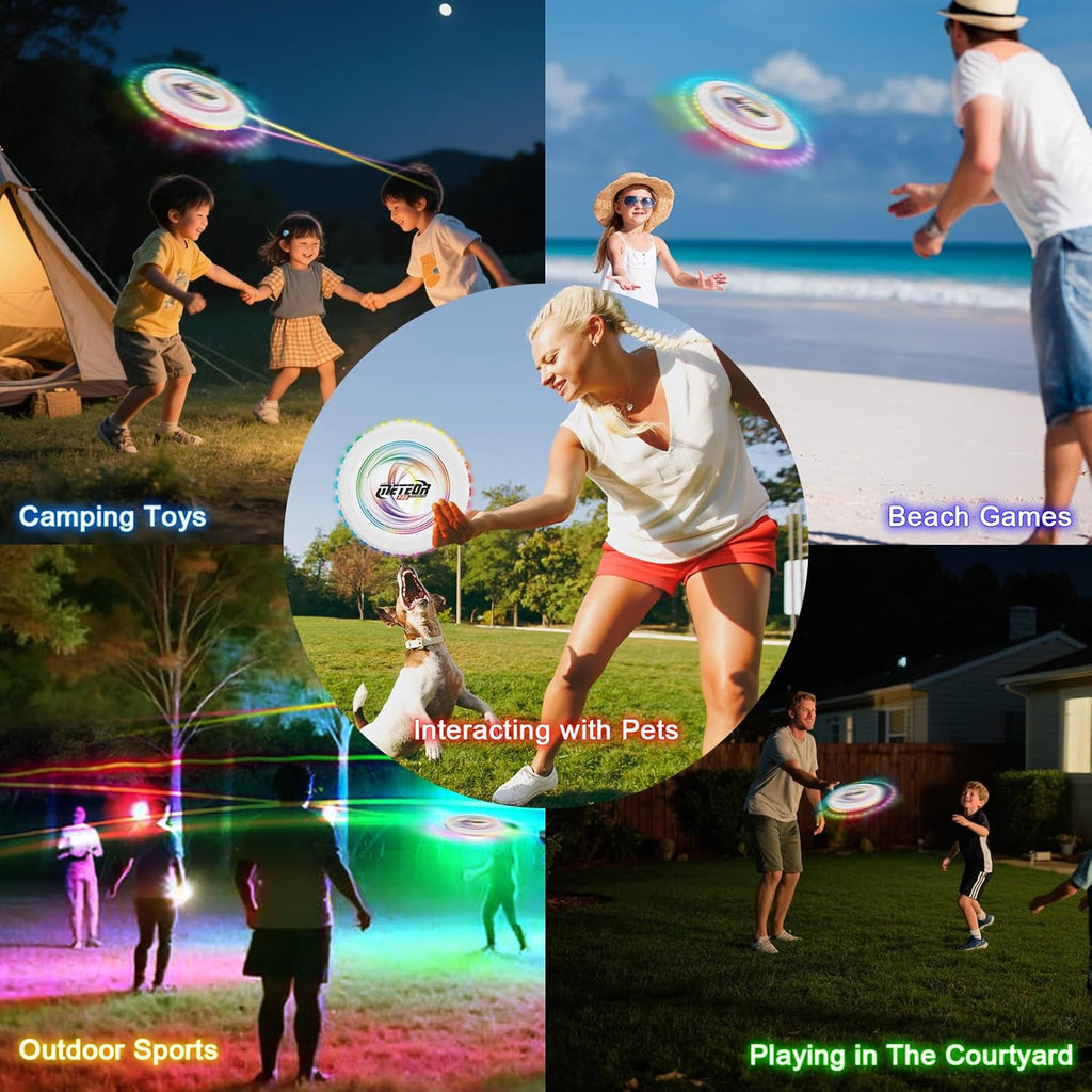 Skiennix LED Flying Disc - 16 Million Colors, 48 LEDs & 13 Light Modes | Glow in the Dark Toy for All Ages