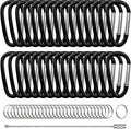 Skiennix 30PCS Aluminum Carabiner Clips - Durable D Shape Spring Snap Hooks with Keyring Keychain