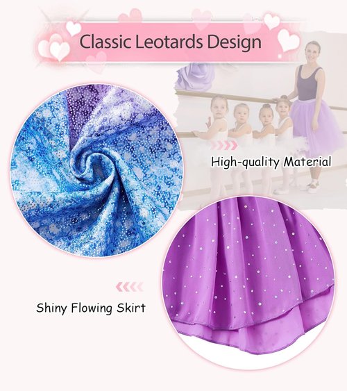 Idgreatim Girls Gymnastic Leotard - Ballet Dance Dress with Removable Skirt & Scrunchie | Ages 4-11