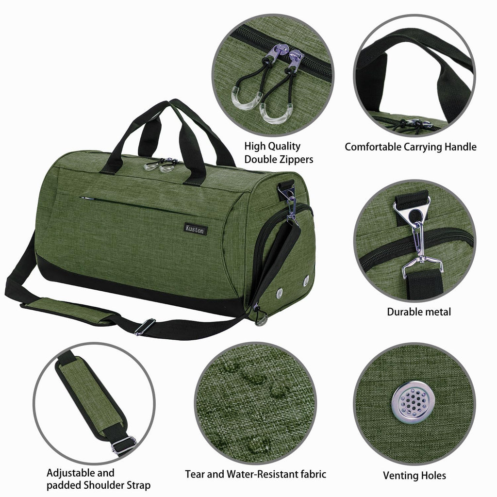Kuston Sports Small Gym Bag for Men and Women Travel Duffel Bag Workout Bag with Shoes Compartment&Wet Pocket