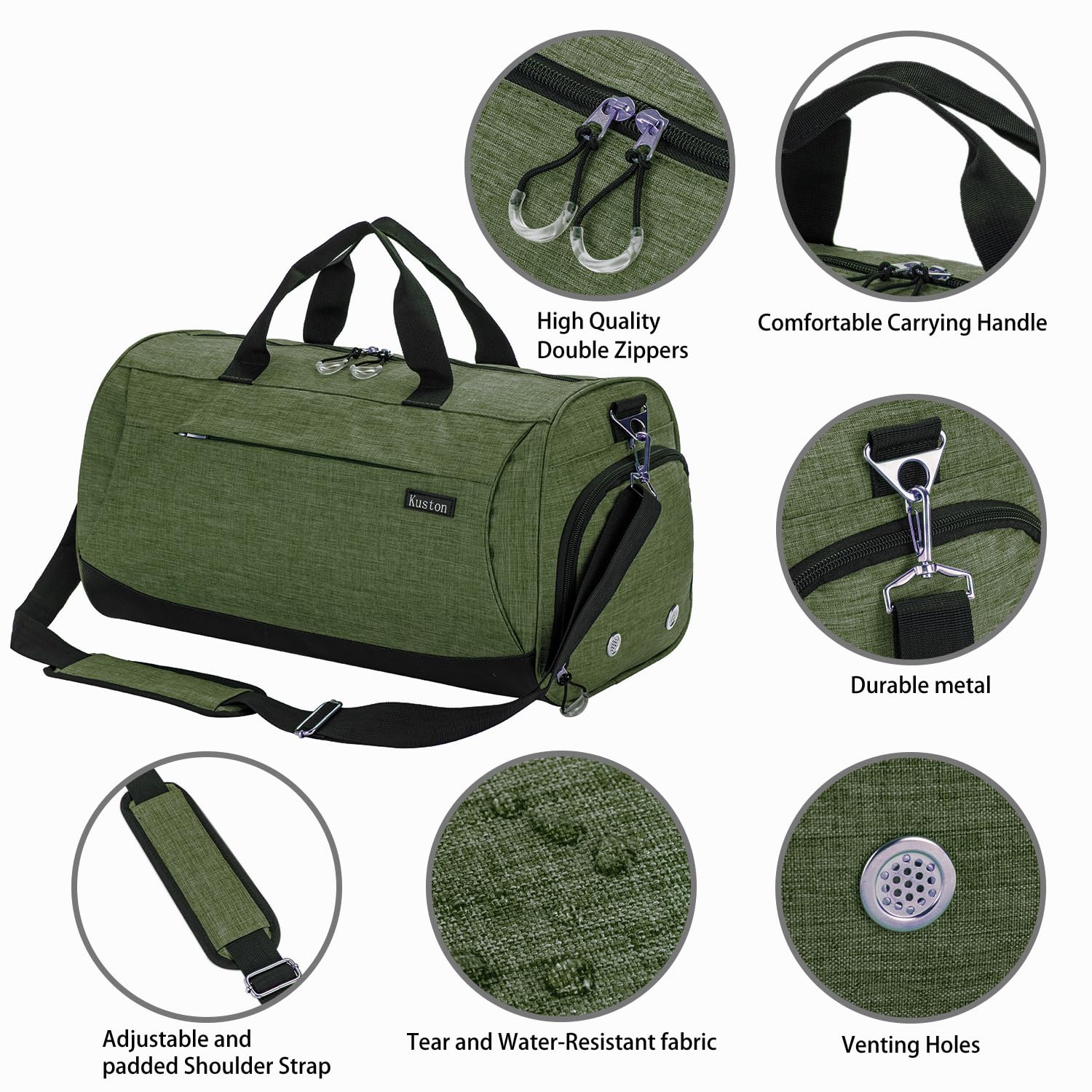 Kuston Sports Small Gym Bag for Men and Women Travel Duffel Bag Workout Bag with Shoes Compartment&Wet Pocket