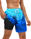 OlyPegic Men's Swim Trunks - Quick Dry Bathing Suit with Compression Liner & Zipper Pocket